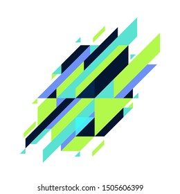 Modern Diagonal Abstractbackground Geometric Element. Blue And Green Diagonal Lines & Triangles.