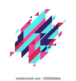 Modern Diagonal Abstractbackground Geometric Element. Blue And Pink Diagonal Lines & Triangles.