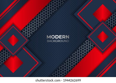Modern Diagonal Overlapped Layers Composition Blue and Red Background