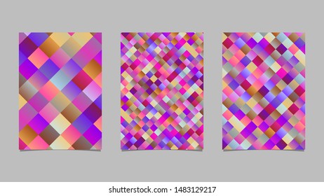 Modern diagonal square pattern brochure template background set - abstract vector page graphic
