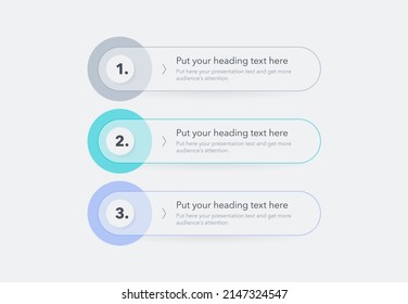 Modern diagram with three steps with numbers and a place for your text. Easy to use for your website or presentation.