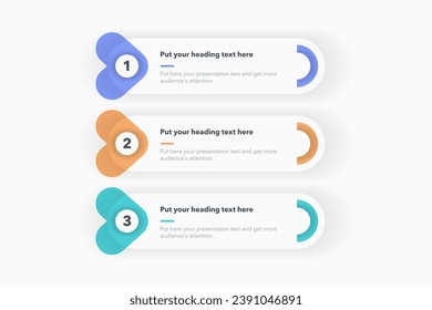 Modern diagram with three steps with numbers and a place for your text. Flat infographic design for website, marketing or promotion.