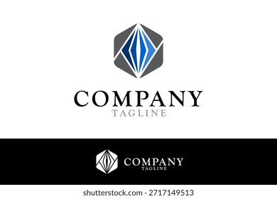 moderno diamante e hexágono forma logotipo design vetor com estilo plano em cinza e azul cor
