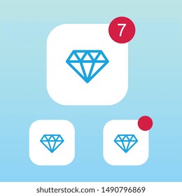 Modern Diamond Icon With Notification