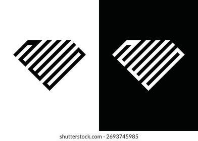 Logotipo de diamante moderno con líneas geométricas atrevidas para ideas de diseño de identidad de marca contemporáneas