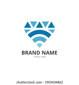 Modern Diamond Network Wifi Logo Vector Template suitable for business technology internet company