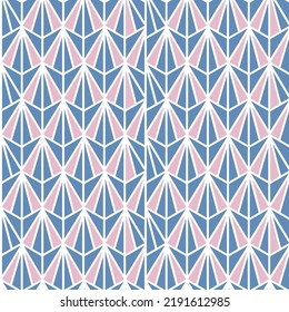 Modern Diamond rhombus tiles seamless pattern, pastel colors vector geometric dark blue background. Abstract lines and elements.