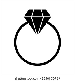 modern diamond ring icon with a prominent gemstone, symbolizing engagement, luxury, or special moments in life.