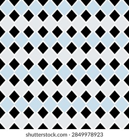 Modern Diamond Shape Seamless Pattern In Light Blue, Grayish Blue, White And Black Color