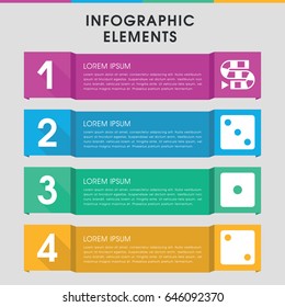 Modern dice infographic template. infographic design with dice icons includes . can be used for presentation, diagram, annual report, web design.