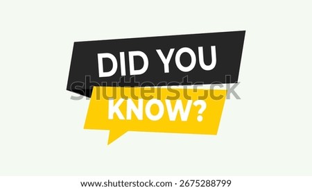Modern did you know label vector design with creative yellow sticker set unique logo banner element concept for web highlight question fact promotion graphic illustration
