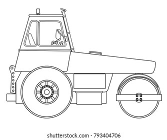 A modern diesel engine road roller over a white background