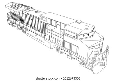 Container Truck Trailer Line Drawing Isolated Stock Illustration 35803018