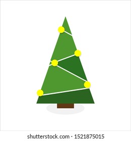 Modern different flat design. Colorful cartoon Christmas tree. . Vector. Illustration.