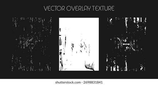 moderne verschiedene Arten von Overlay Textur (Farbe, alt, Staub, Risse und andere). monochrome Vektorsammlung für farbige Vintage-Effekte.