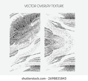 modern different types of overlay texture(paint, old, dust, cracks and other). monochrome vector collection for grunge, vintage effects.
