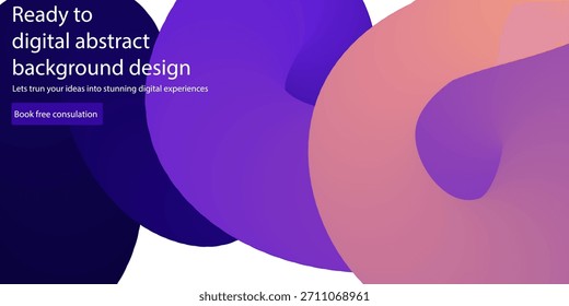 Diseño de fondo abstracto digital moderno con colores púrpura y melocotón vibrantes
