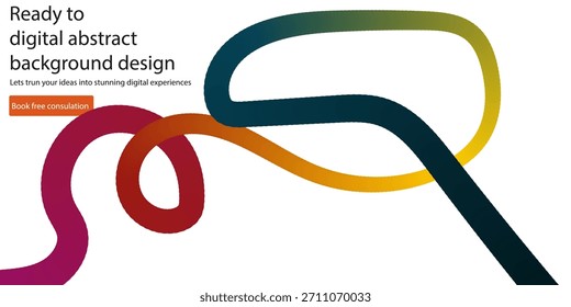 Design moderno de fundo abstrato digital com linhas e curvas coloridas fluindo