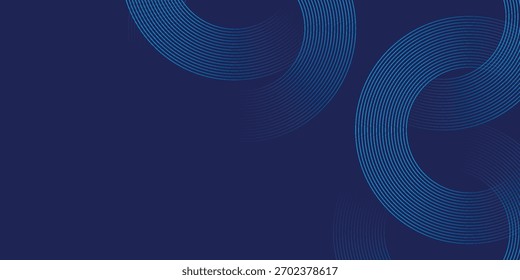 Fundo azul abstrato digital moderno com linhas circulares. Geométrico 