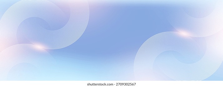 Fundo azul abstrato digital moderno com linhas circulares. Projeto de arte de linha de faixa geométrica para cartaz, brochura, capa, site, cabeçalho, banner da web, apresentação.