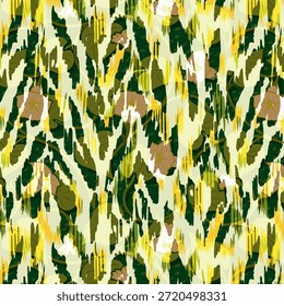 Modern digital abstract design with flowing shapes and vibrant colors, perfect for fabric printing, textiles, fashion, seamless pattern, high resolution, contemporary artistic background.