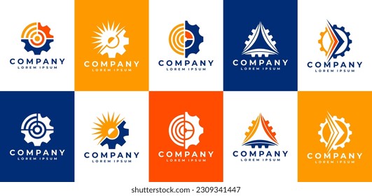 Modern digital abstract gear logo design. Technology gear work logo branding.