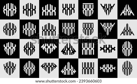 Modern digital abstract line letter X XXXX logo design set