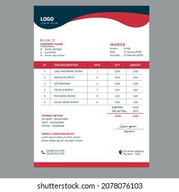 Modern digital agency company invoice design template 