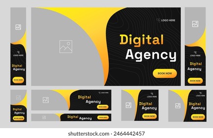 Modern digital agency web set banner design for social media post, startup business services offer banner design, fully editable vector eps 10 file format