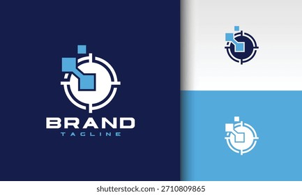 Modernes Digital-Aim-Logo mit Pixel-Elementen