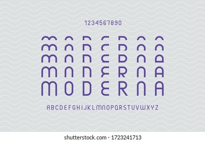 Modern digital alphabet font. Abstract typography typeface regular uppercase with numbers. Minimal classic technology type letters. Creative vector illustration