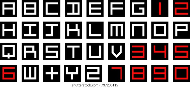 Modern and digital alphabet with numbers.