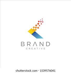 modern Digital arrow logo design template. Letter k arrow tech logo design Vector