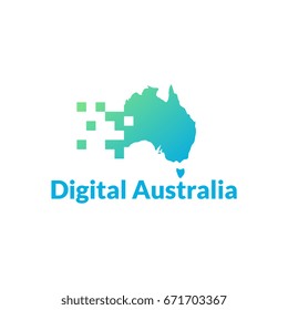 Modern Digital Australia Logo Template designs Vector illustration, Australia Technology Logo template designs