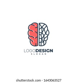 modern digital brain logo template