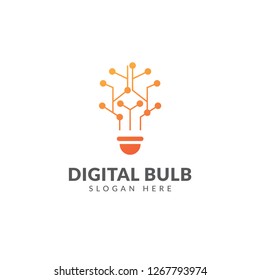 Modern digital bulb logo or icon vector design template with light bulb modern technology