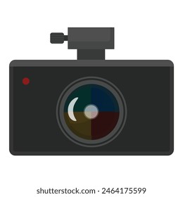 Modern digital camera icon with colorful lens, isolated on white background