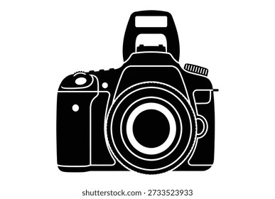 Ícone moderno da câmera digital. Equipamento de fotografia profissional. Tiro de estúdio. Isolado no branco.
