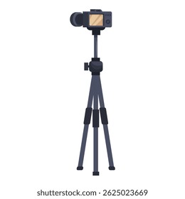 Modern digital camera on a tripod recording video footage