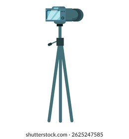 Modern digital camera on a tripod is ready for recording video and taking photos