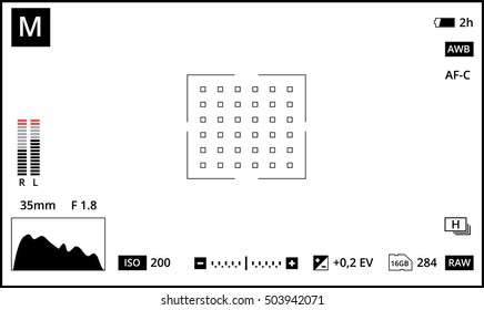 Modern digital  camera screen  settings. Vector illustration