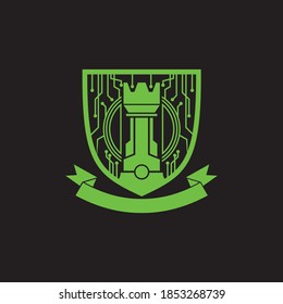 modern digital chess academy badge shield vector icon