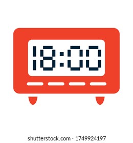 modern digital clock icon over white background, half line half color style, vector illustration
