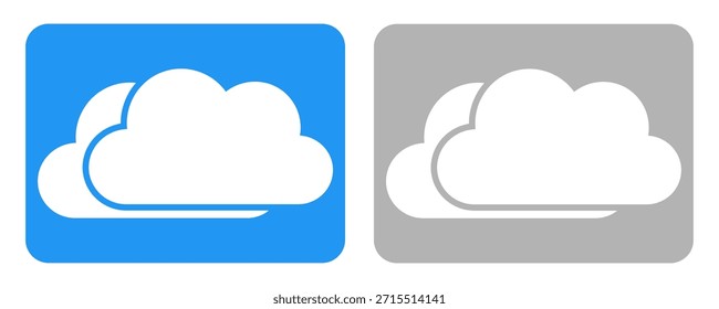 Modern digital cloud icons featuring overlapping white forms on blue and gray backgrounds, symbolizing online data storage, network services, and digital accessibility solutions