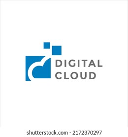 Modern digital cloud logo illustration design
