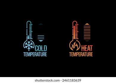 Modern digital cold and hot temperature symbol, Temperature scan check thermometer logo