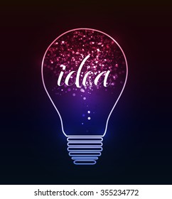 Modern digital colorful light bulb idea design. Vector illustration.