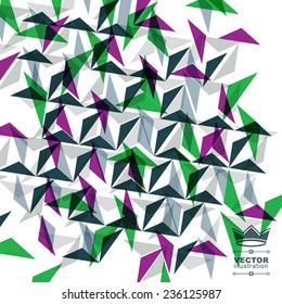 Modern digital construction, abstract dimensional background with geometric figures. 3d illusive perspective facet covering, eps10 vector complicated illustration. Op art backdrop. 
