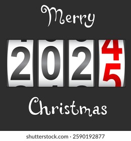 Modern digital counter with the number of the new year 2025 on a white background.