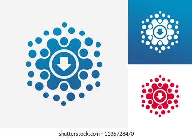 Modern Digital Creative Dots Download Logo Template Design Vector, Emblem, Design Concept, Creative Symbol, Icon